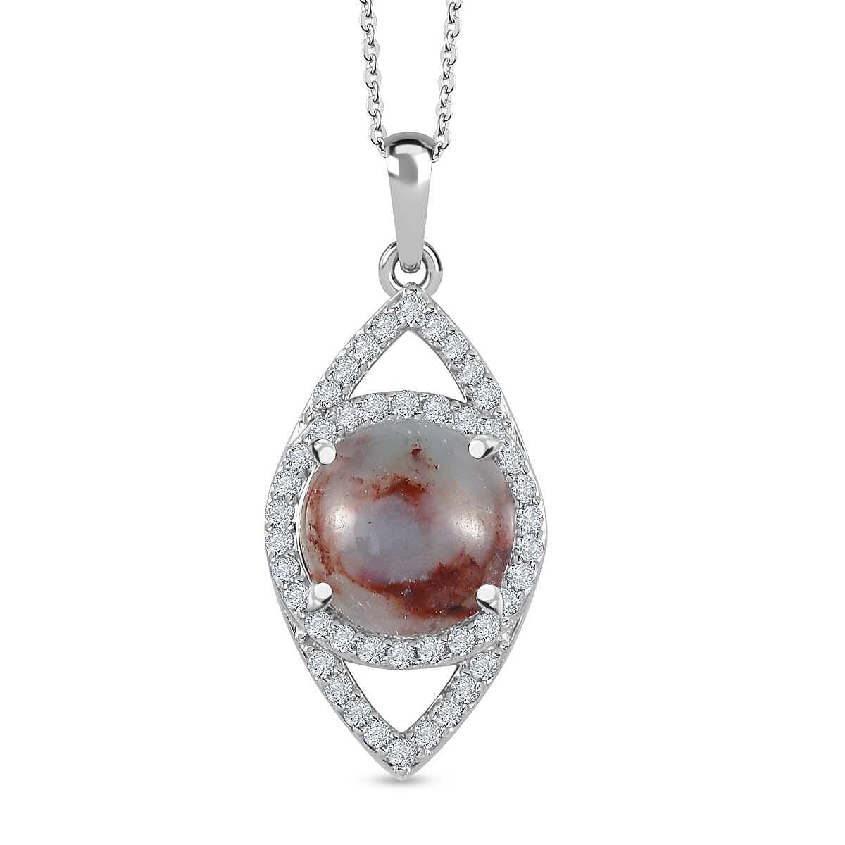 Zimbaprase and Natural Zircon Pendant with Chain (Size 20) in Platinum Overlay Sterling Silver 4.90 Ct, Silver Wt. 5.77 Gms.