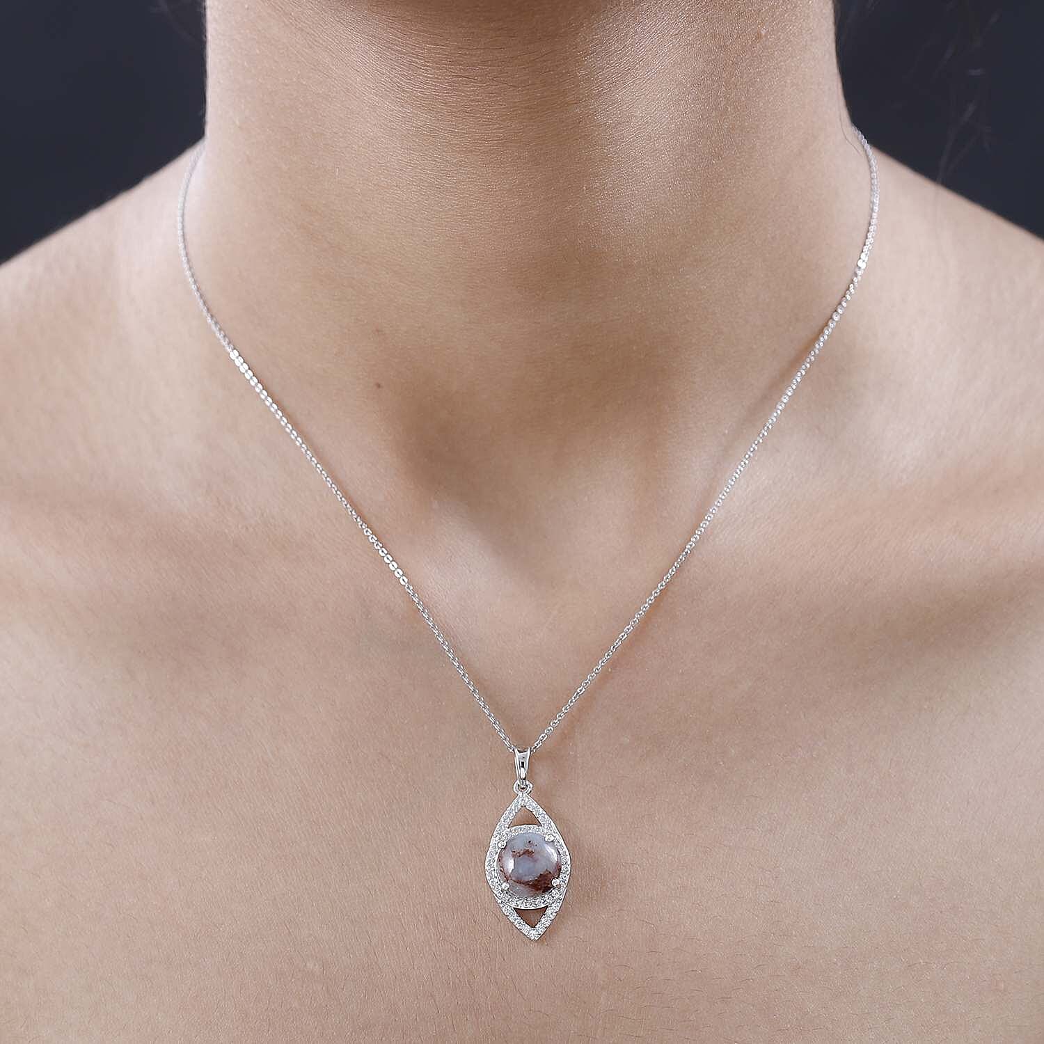 Zimbaprase and Natural Zircon Pendant with Chain (Size 20) in Platinum Overlay Sterling Silver 4.90 Ct, Silver Wt. 5.77 Gms.