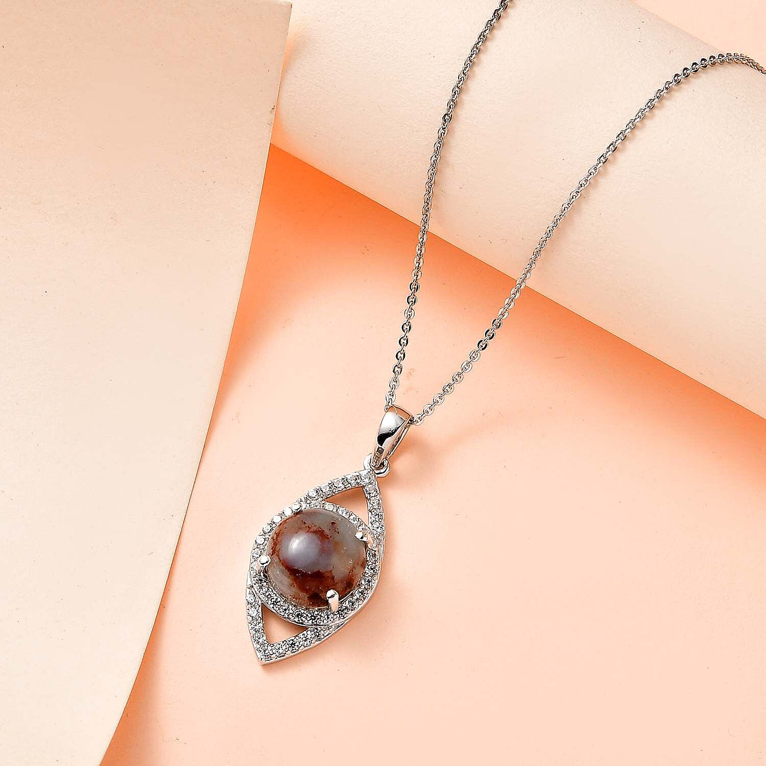 Zimbaprase and Natural Zircon Pendant with Chain (Size 20) in Platinum Overlay Sterling Silver 4.90 Ct, Silver Wt. 5.77 Gms.
