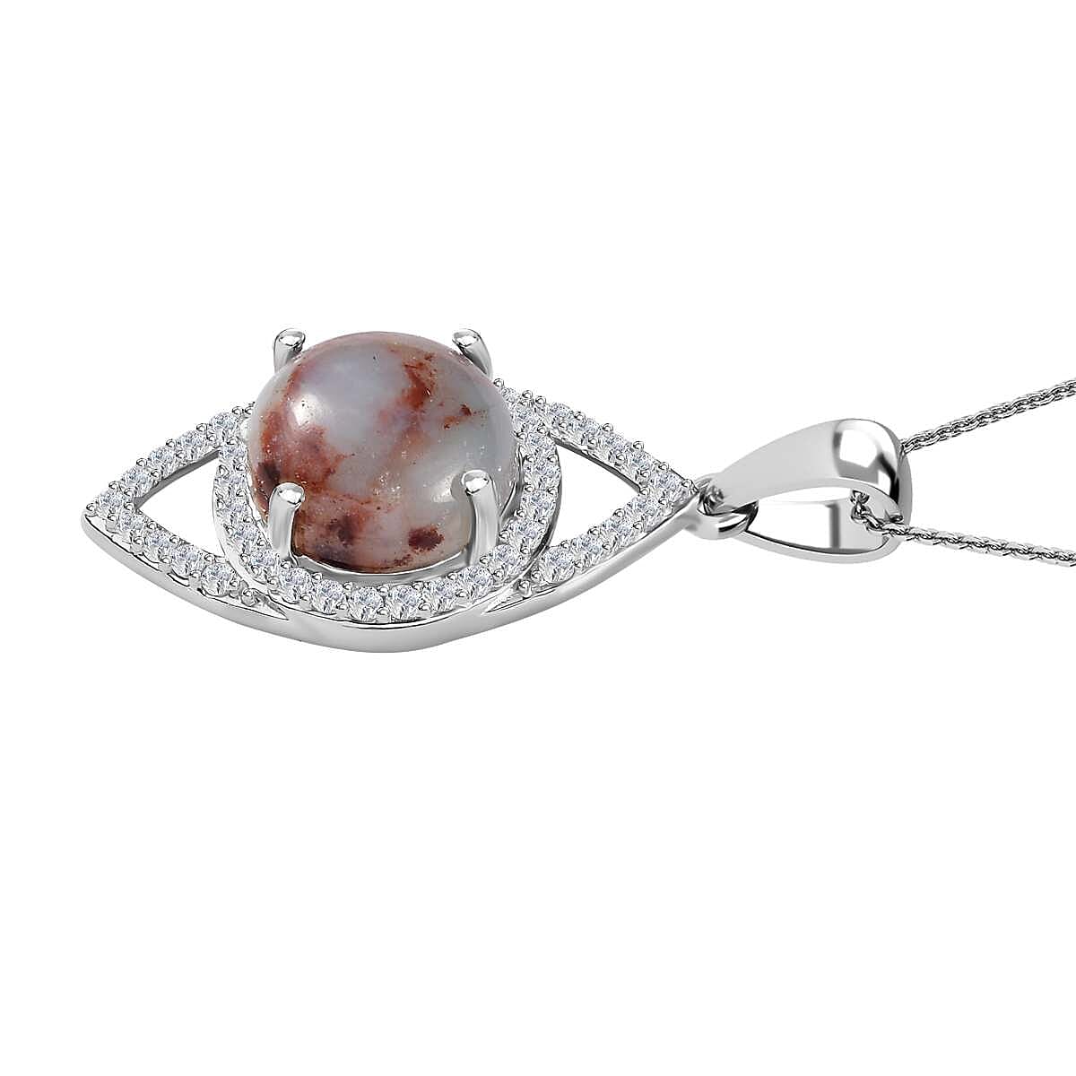 Zimbaprase and Natural Zircon Pendant with Chain (Size 20) in Platinum Overlay Sterling Silver 4.90 Ct, Silver Wt. 5.77 Gms.