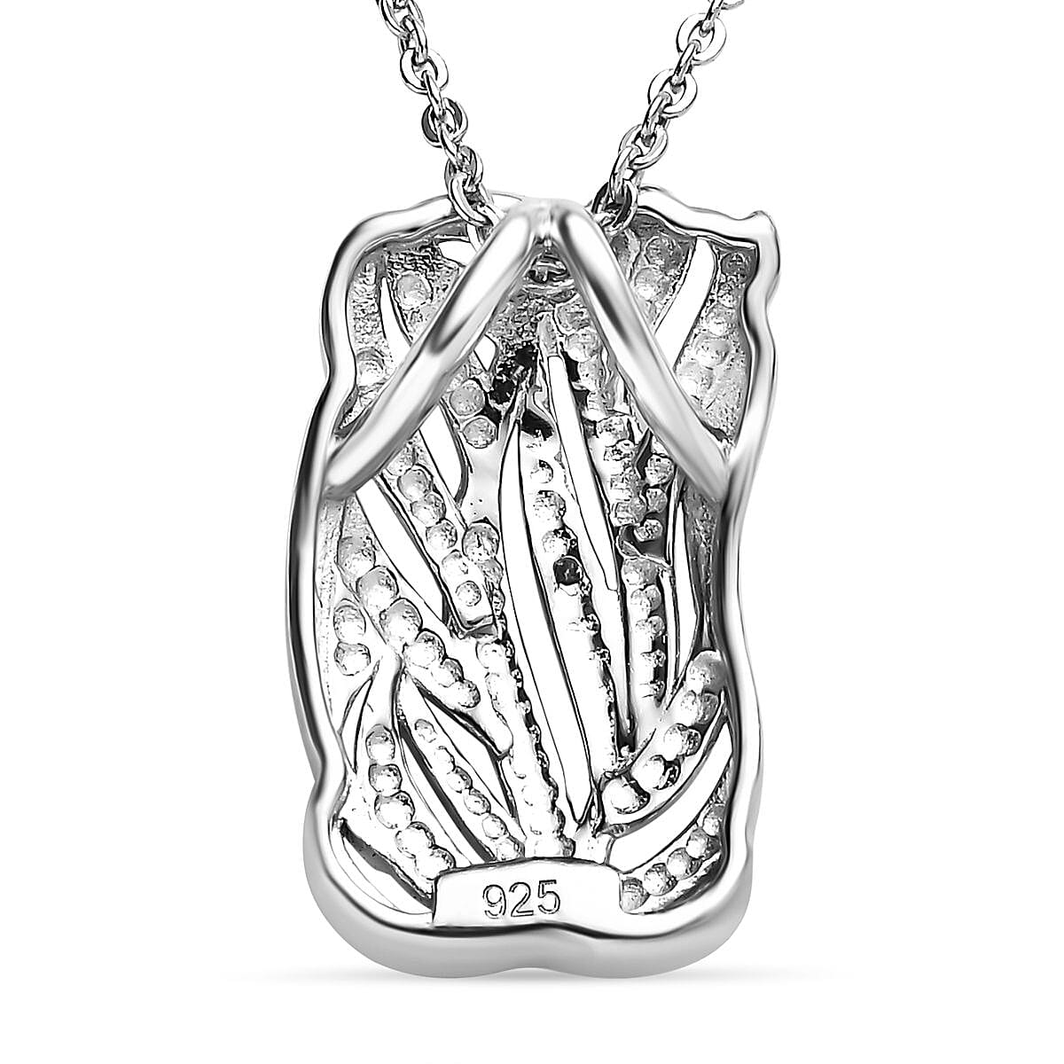 Diamond Criss Cross Pendant with Chain (Size 20) in 18K Vermeil Rose Gold Plated and Platinum Overlay Sterling Silver