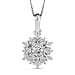 Moissanite Cluster Pendant with Chain (Size-20) in Platinum Overlay Sterling Silver
