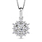 Moissanite Cluster Pendant with Chain (Size-20) in Platinum Overlay Sterling Silver