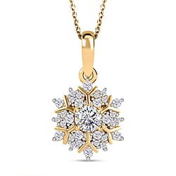 Moissanite Cluster Pendant with Chain (Size-20) in Platinum Overlay Sterling Silver