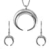 2 Piece Set - Crescent Horn Necklace (Size 28-2 Inch Ext.) and Hook Earrings in Silver Tone
