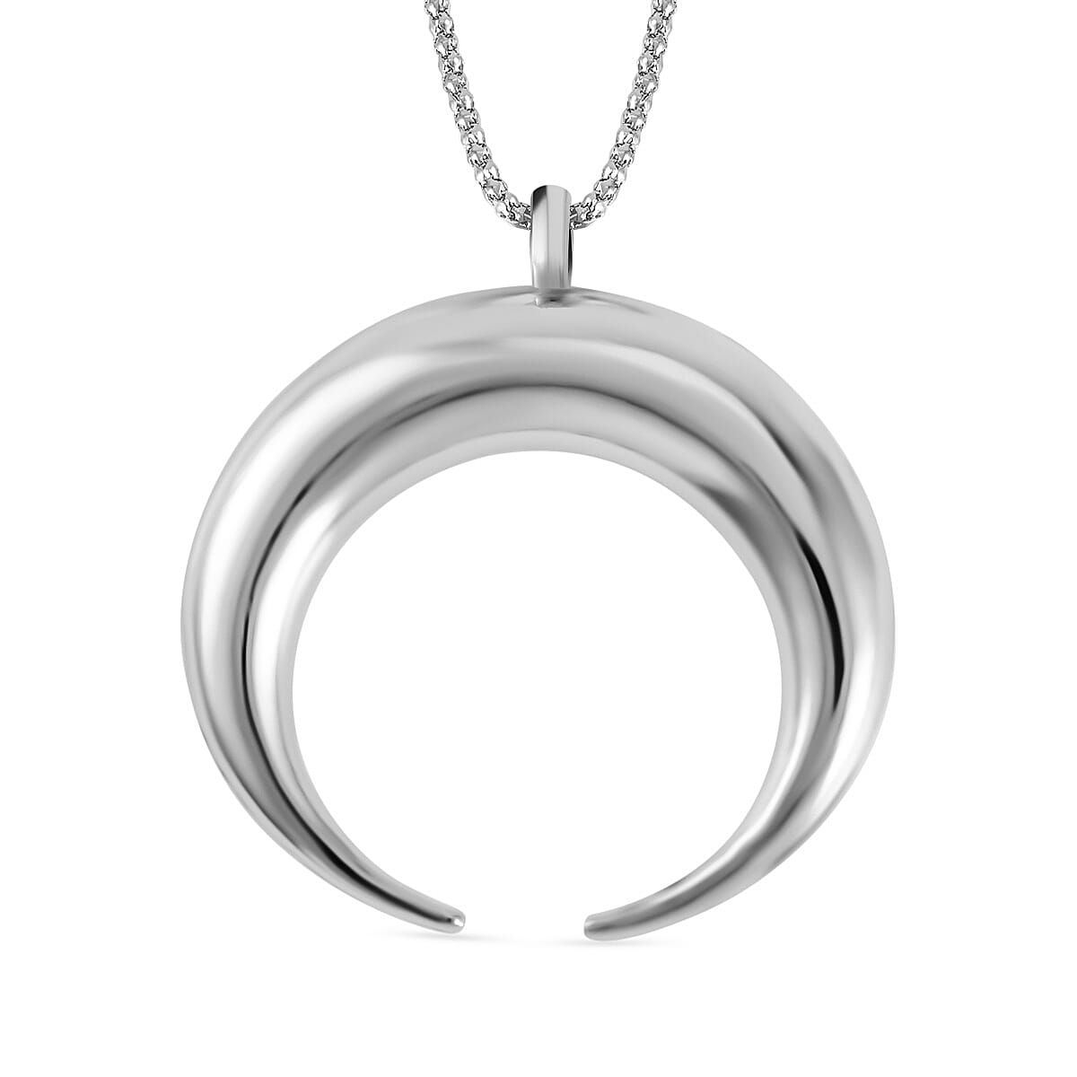 2 Piece Set - Crescent Horn Necklace (Size 28-2 Inch Ext.) and Hook Earrings in Silver Tone