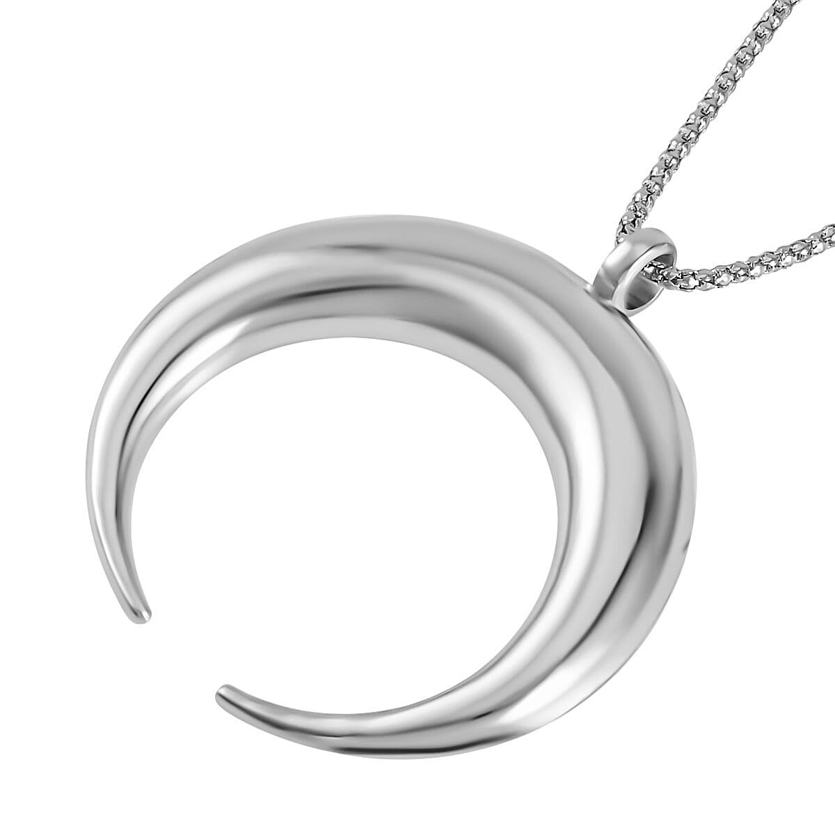 2 Piece Set - Crescent Horn Necklace (Size 28-2 Inch Ext.) and Hook Earrings in Silver Tone