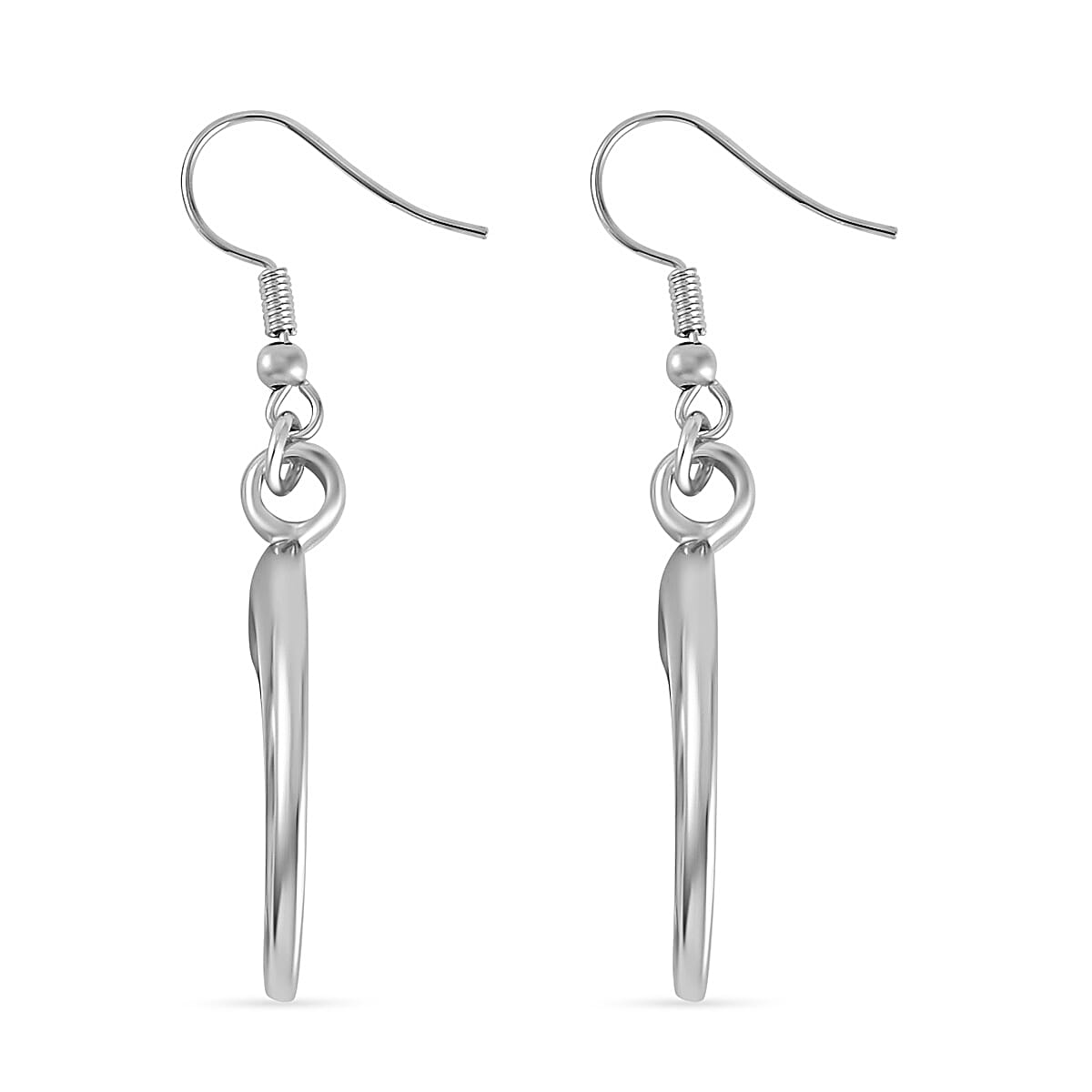 2 Piece Set - Crescent Horn Necklace (Size 28-2 Inch Ext.) and Hook Earrings in Silver Tone