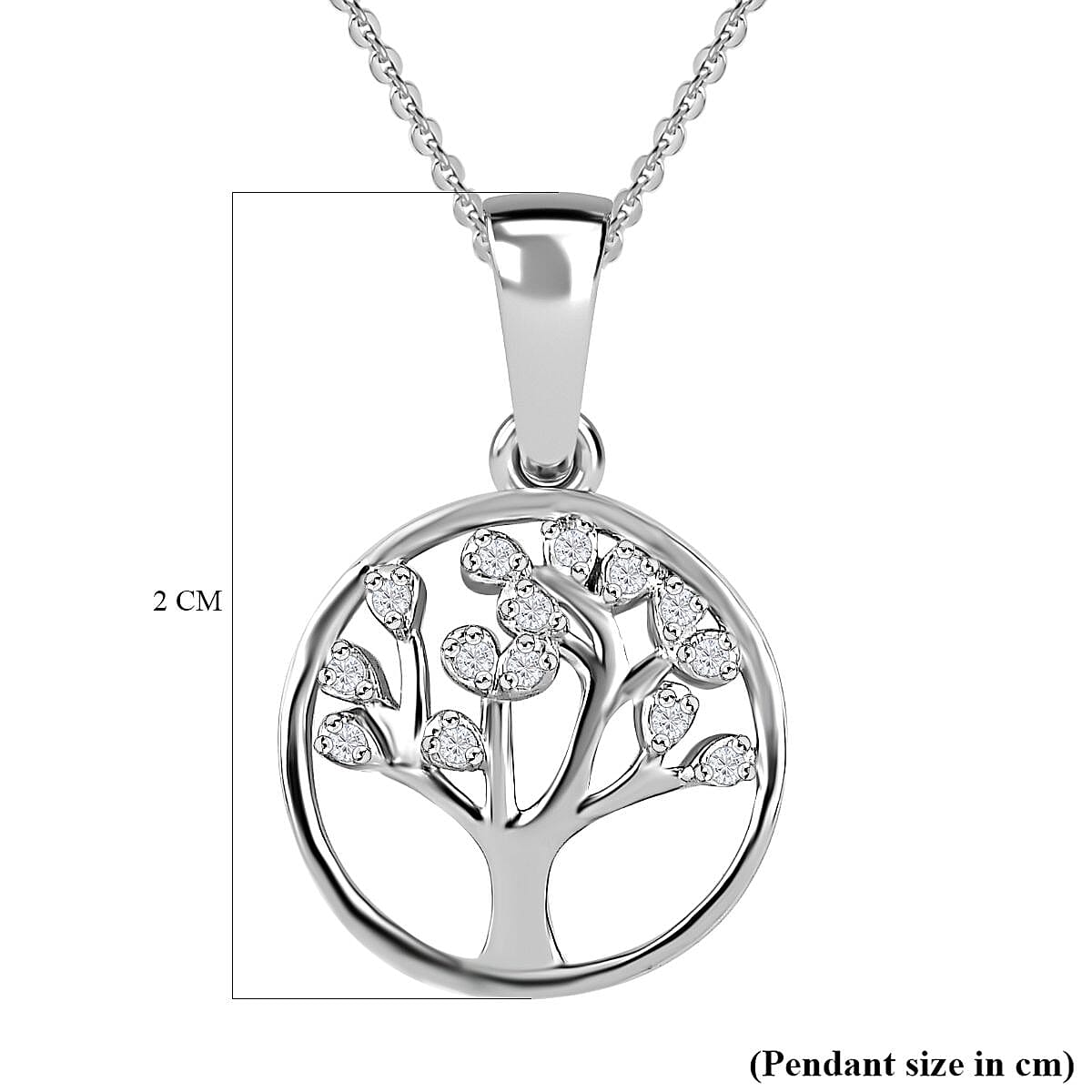 Moissanite Pendant with Chain (Size 20) in Platinum Overlay Sterling Silver