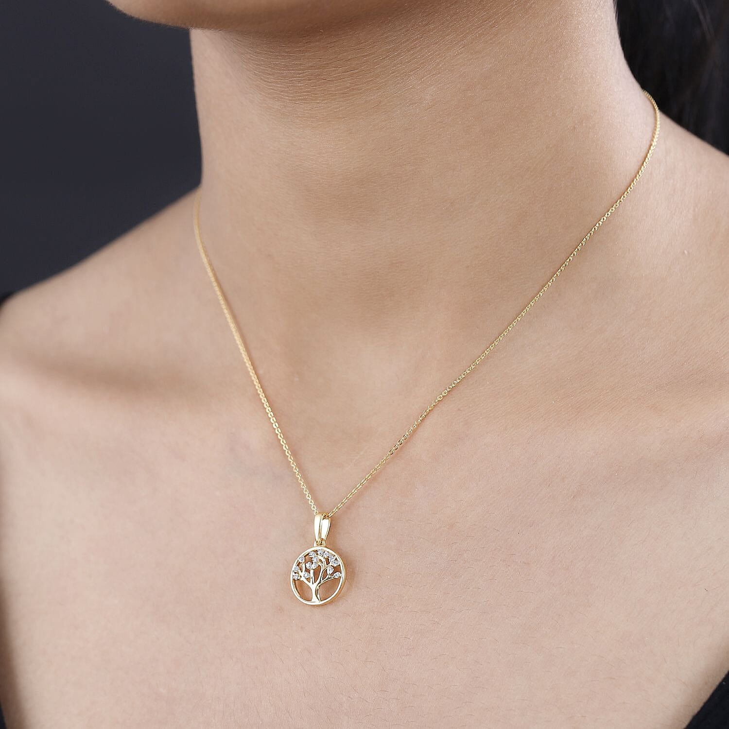 Moissanite Pendant with Chain (Size-20) in 18K Yellow Gold Vermeil Plated Sterling Silver