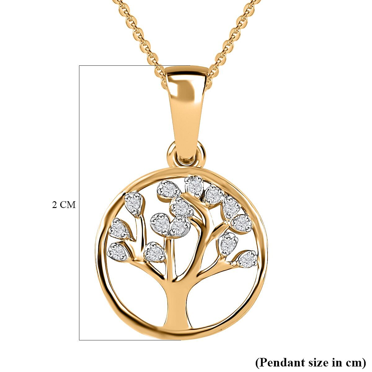 Moissanite Pendant with Chain (Size-20) in 18K Yellow Gold Vermeil Plated Sterling Silver