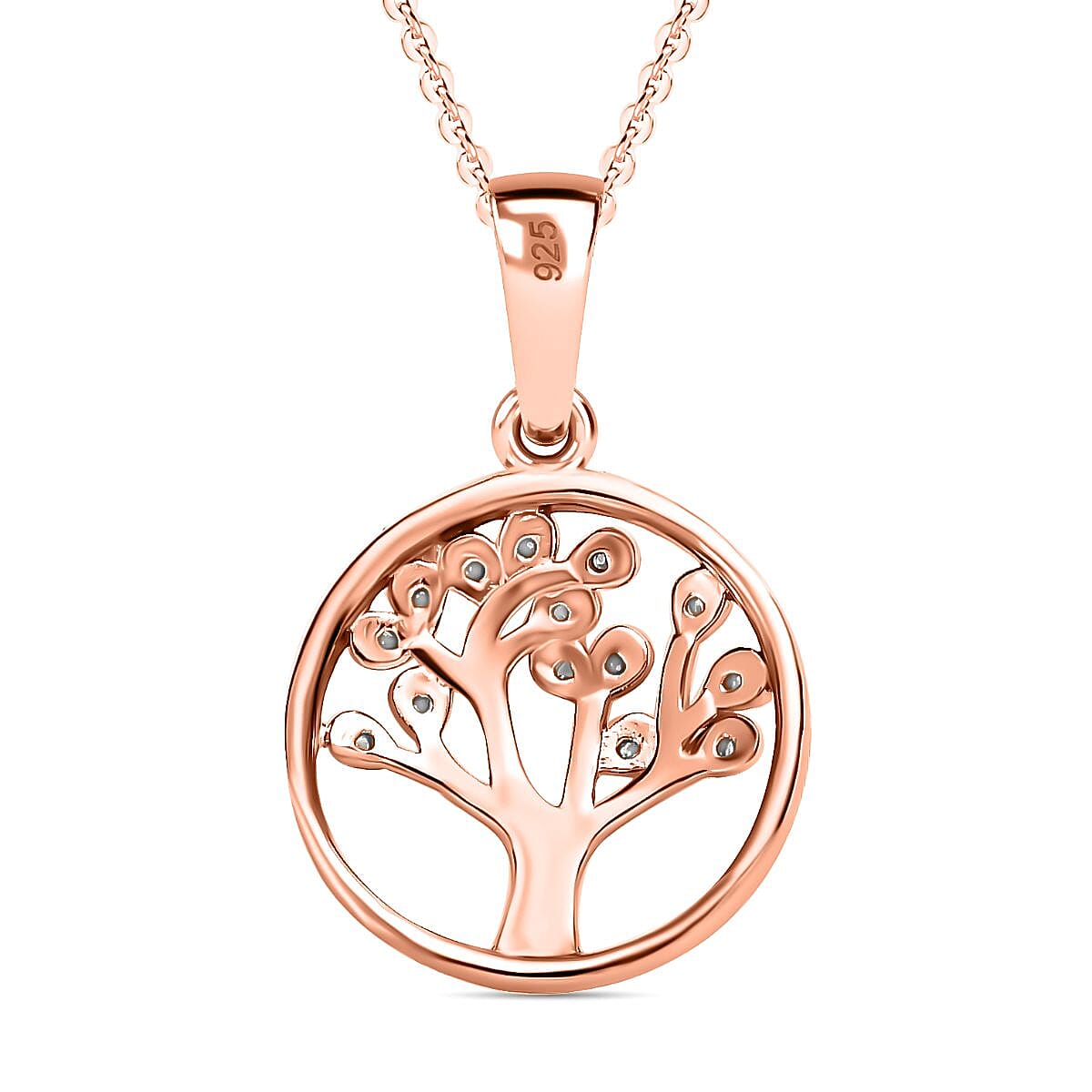 Moissanite Pendant with Chain (Size-20) in 18K Rose Gold Vermeil Plated Sterling Silver
