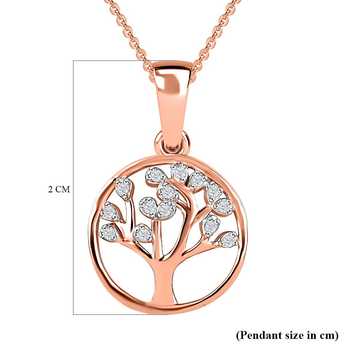 Moissanite Pendant with Chain (Size-20) in 18K Rose Gold Vermeil Plated Sterling Silver