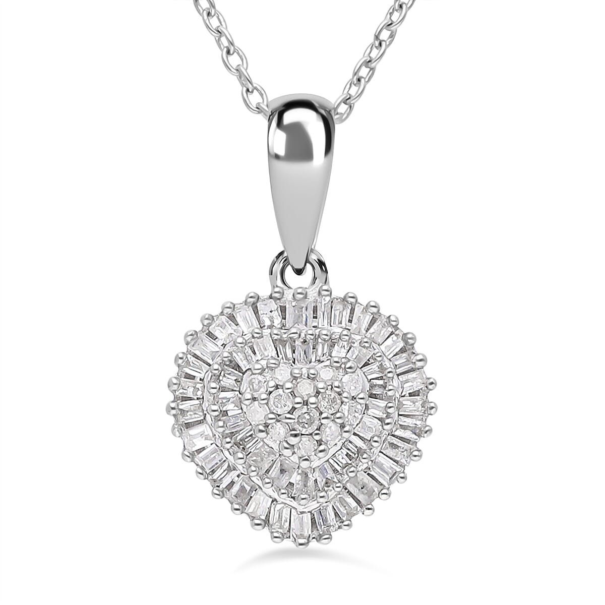The Carat Club- 3 Piece Set - Diamond Ring, Earrings, Pendant with Chain (Size 20) in Platinum Overlay Sterling Silver 1.00 Ct