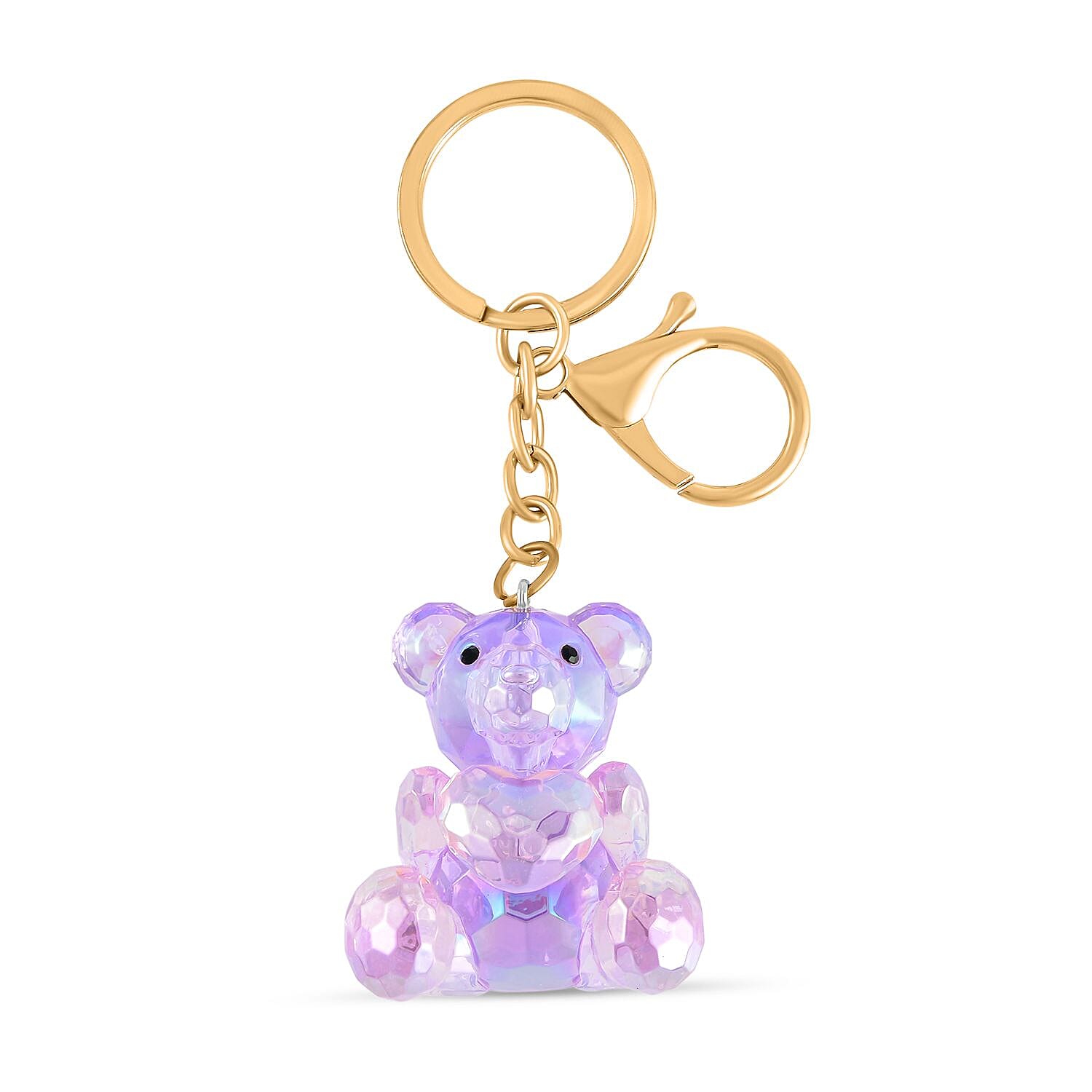 Set of 2 - Black and Multi Colour Austrian Crystal Keychain in Yellow Gold Tone