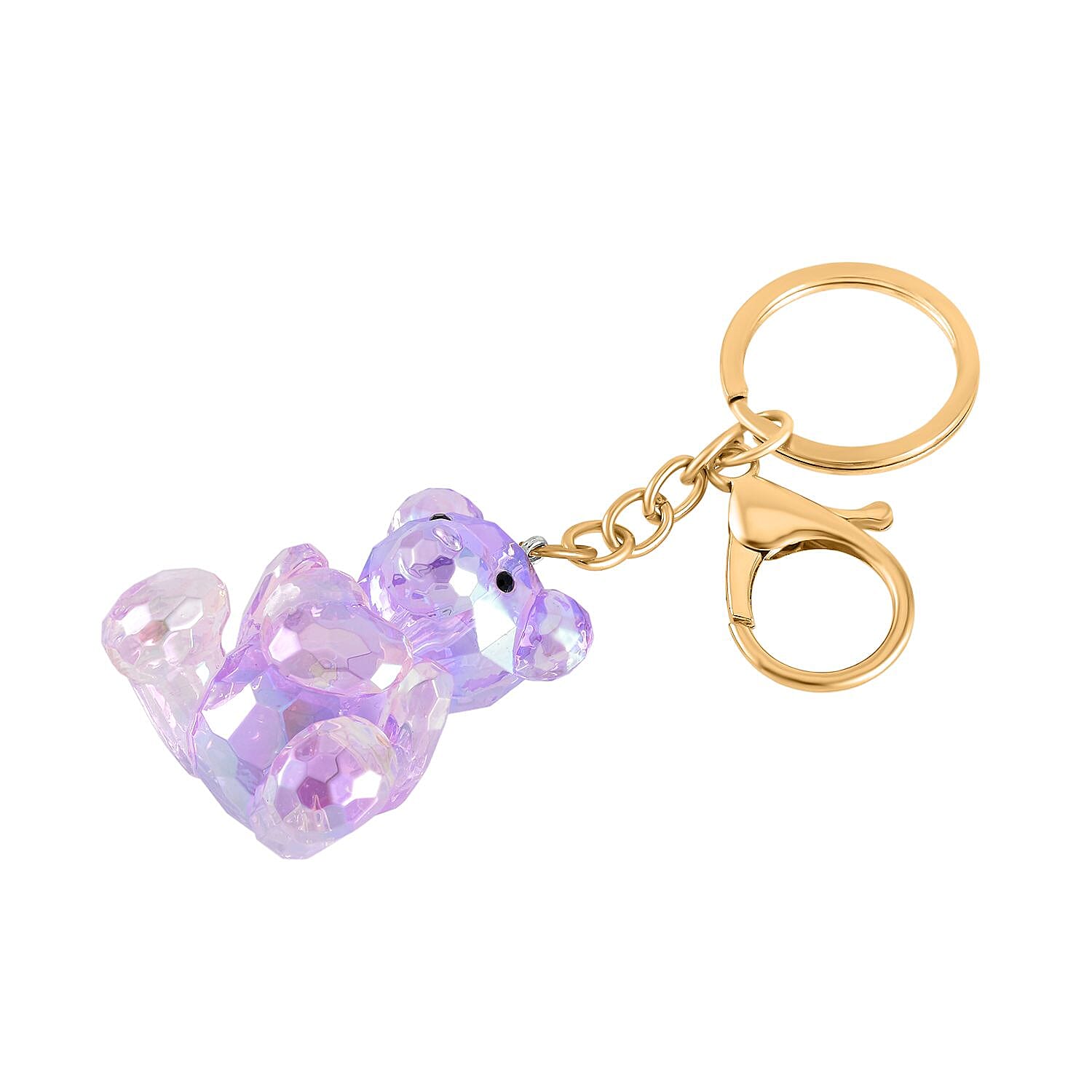 Set of 2 - Black and Multi Colour Austrian Crystal Keychain in Yellow Gold Tone