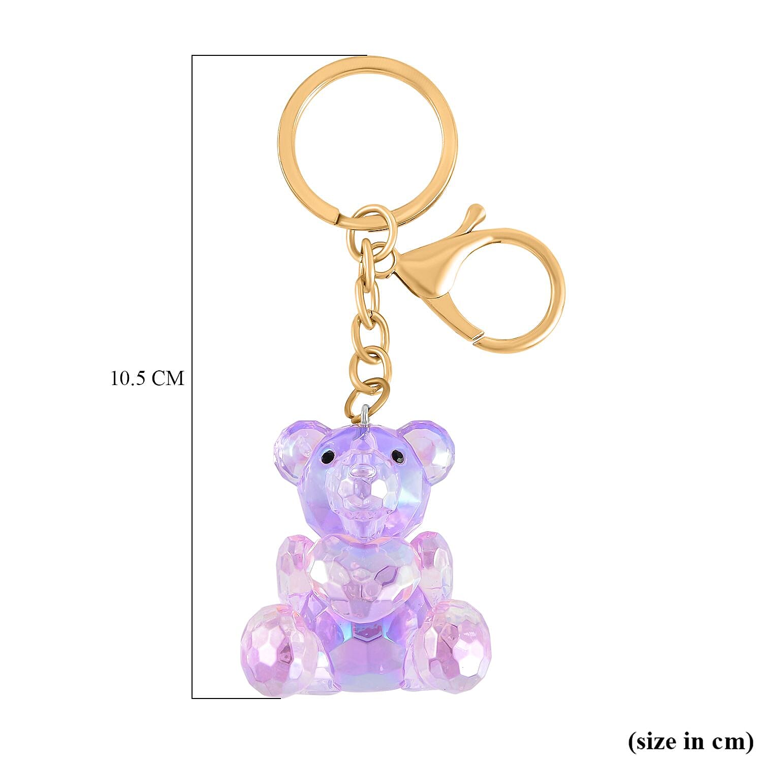 Set of 2 - Black and Multi Colour Austrian Crystal Keychain in Yellow Gold Tone