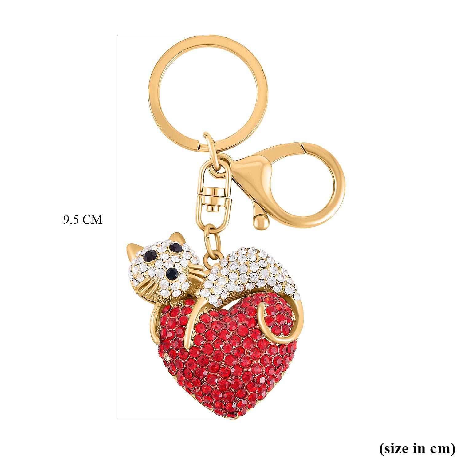 Set of 2 - Black and Multi Colour Austrian Crystal Keychain in Yellow Gold Tone