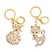 Set of 2 - White Austrian Crystal Evil Eye Keychain in Yellow Gold Tone