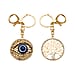 Set of 2 - White Austrian Crystal Evil Eye Keychain in Yellow Gold Tone