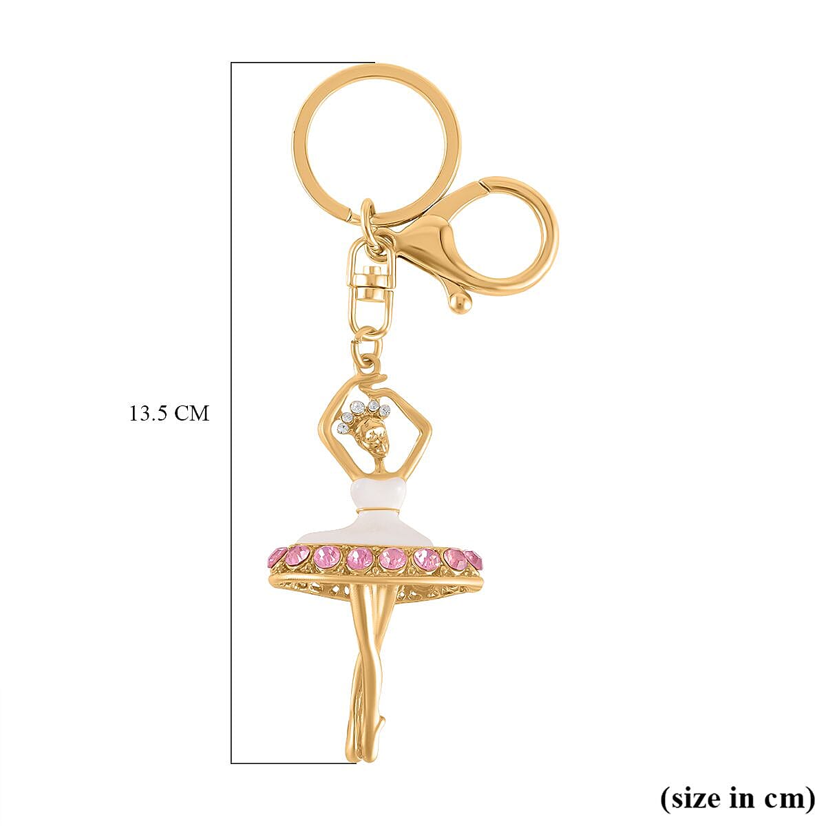 Set of 2 - White, Pink & Multi Colour Austrian Crystal Ballerina Dancer & Butterfly Keychain in Yellow Gold Tone Set of 2 - White, Pink & Multi Colour Austrian Crystal Ballerina Dancer & Butterfly Keychain in Yellow Gold Tone