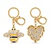 Set of 2 - White Austrian Crystal Evil Eye Keychain in Yellow Gold Tone