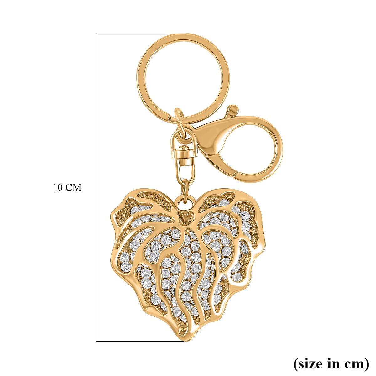 Set of 2 - White & Black Austrian Crystal Vine Leaf & Honey Bee Keychain in Yellow Gold Tone