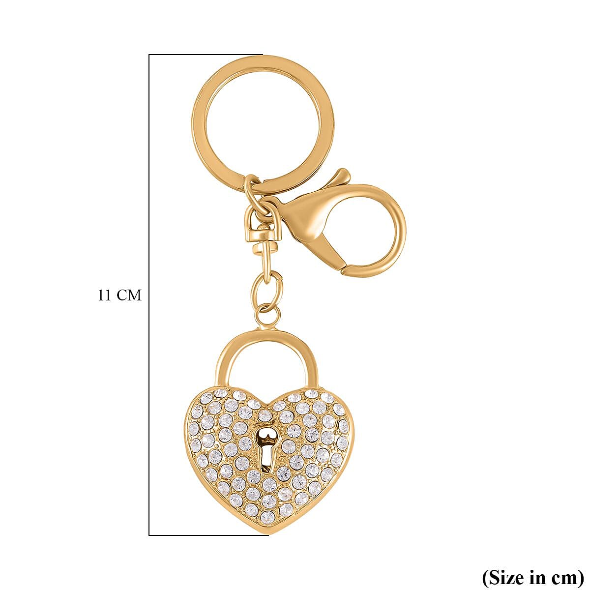 Set of 2 - White Austrian Crystal Evil Eye & Bird Keychain in Yellow Gold Tone