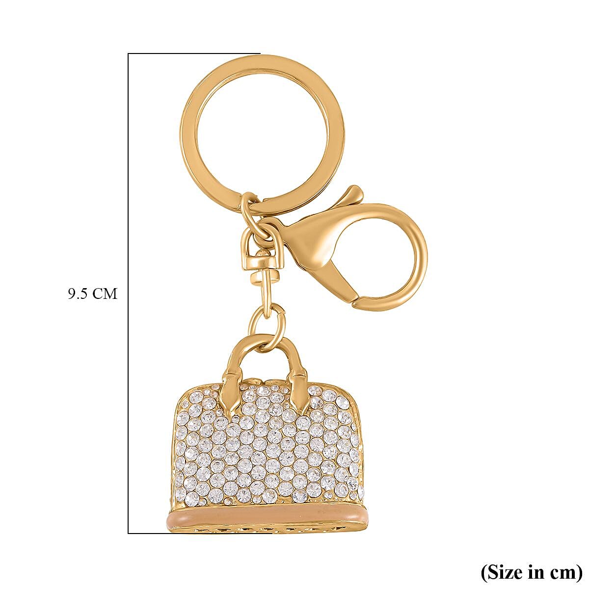 Set of 2 - White Austrian Crystal Evil Eye & Bird Keychain in Yellow Gold Tone