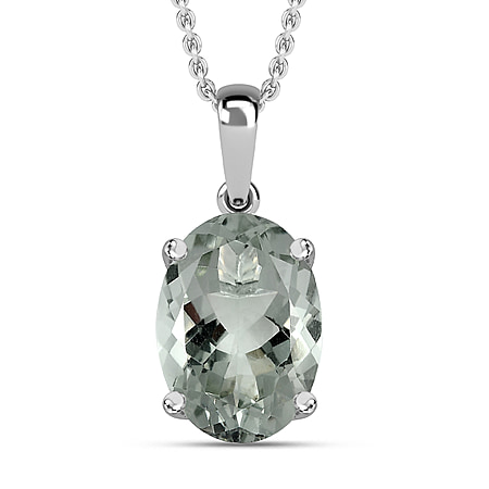 Prasiolite Sterling Silver Pendant in Sterling Silver with Free Chain (Size 20) 5.35 Ct.