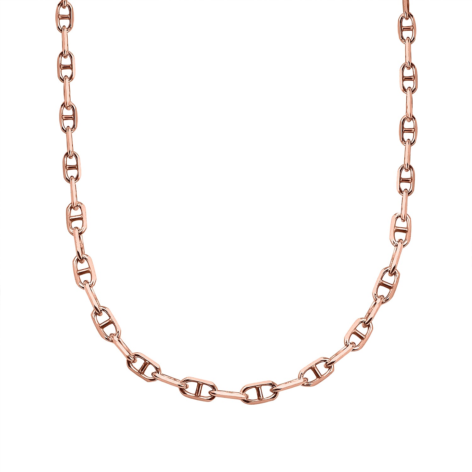 Set of 2 Sterling Silver Chains Rolo and Anchor (Size 18) - Rose Gold Overlay