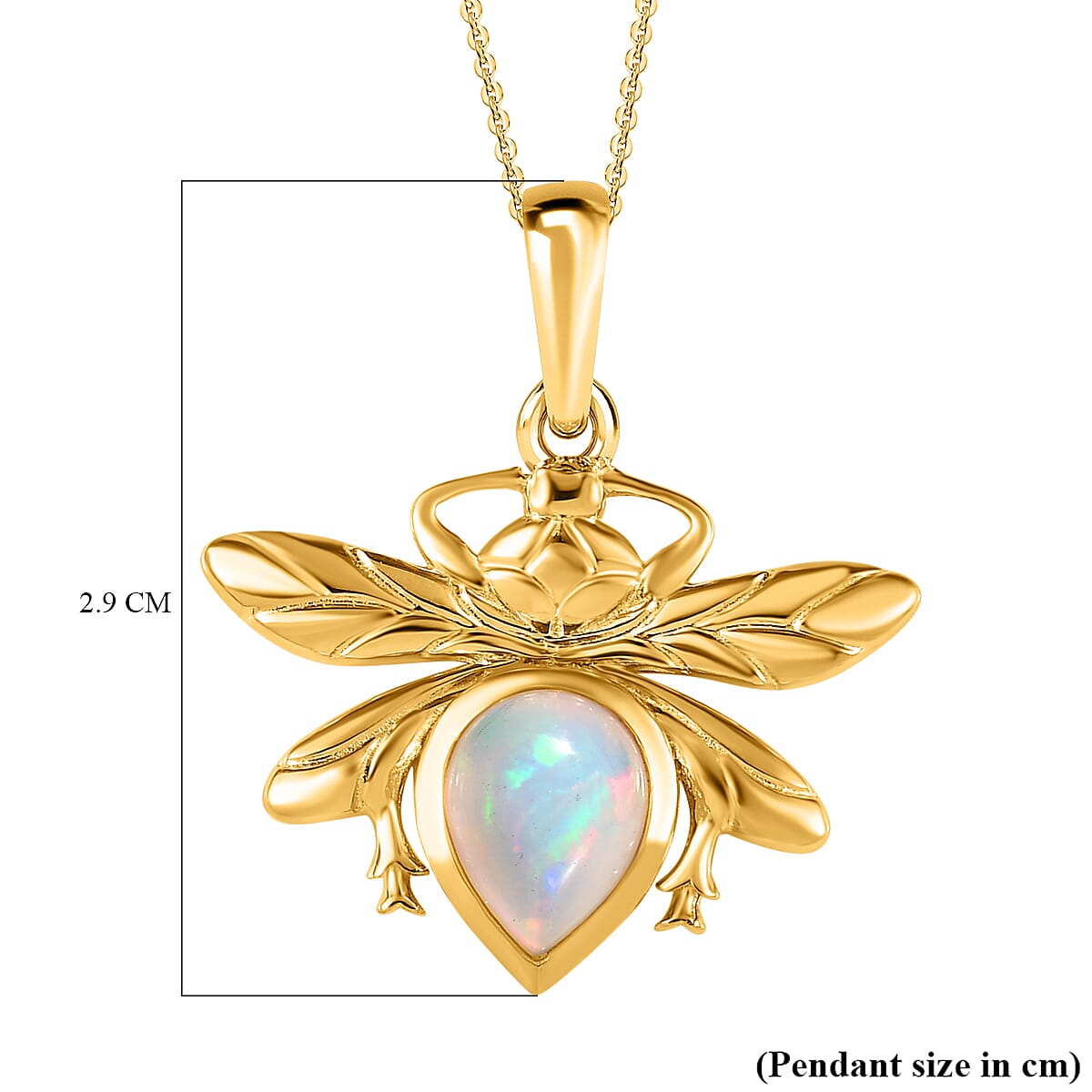 Ethiopian Welo Opal Pendant with Chain (Size 20) in 18K Yellow Gold Vermeil Plated Sterling Silver, Silver Wt. 5.62 GM