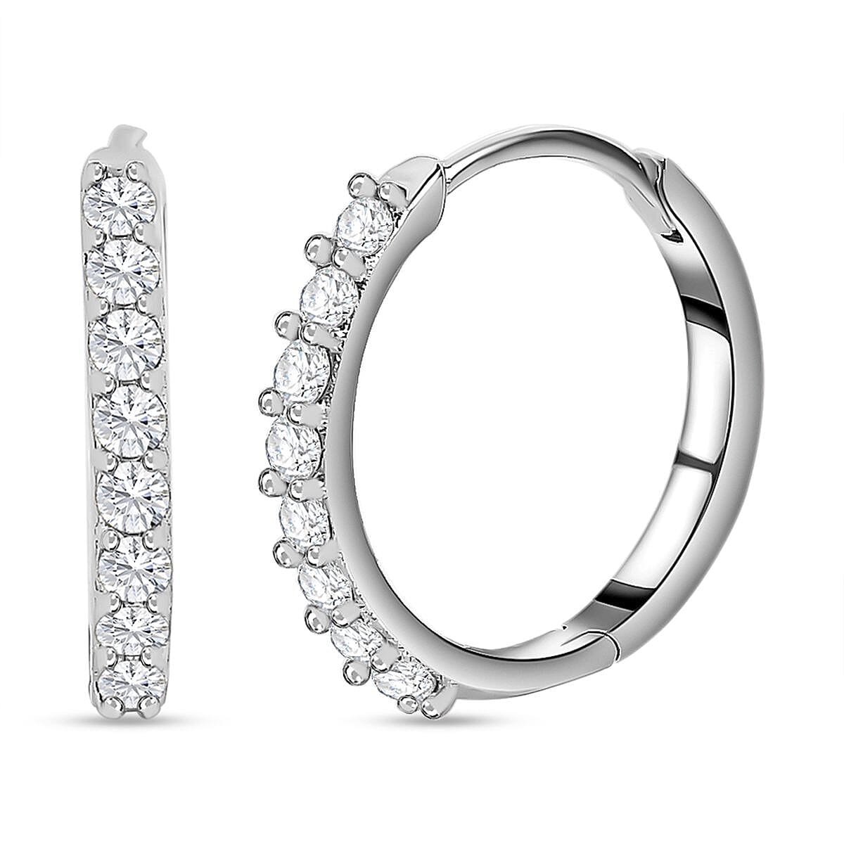 Set of 3 - Moissanite Dangling Earring in Platinum Overlay Sterling Silver 0.570 Ct.