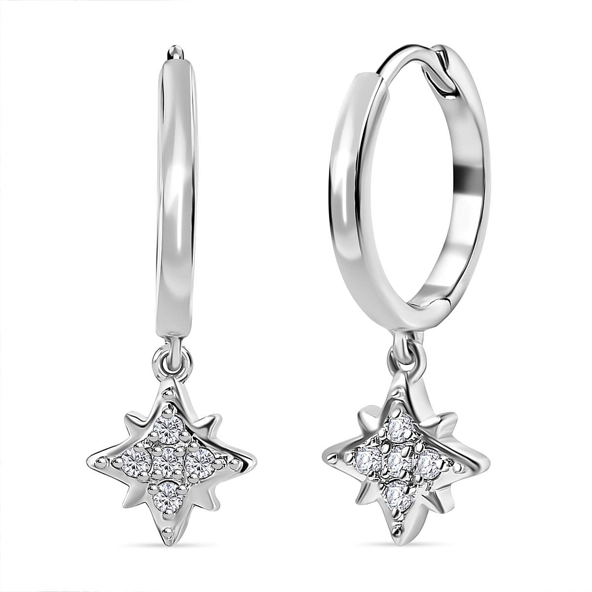 Set of 3 - Moissanite Dangling Earring in Platinum Overlay Sterling Silver 0.570 Ct.