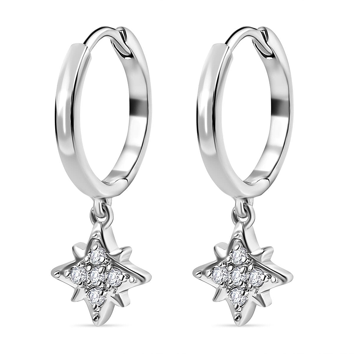 Set of 3 - Moissanite Dangling Earring in Platinum Overlay Sterling Silver 0.570 Ct.