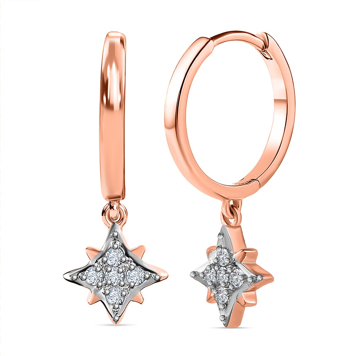 Set of 3 -  Moissanite Dangling Earring in Vermeil RG Sterling Silver  0.570  Ct.