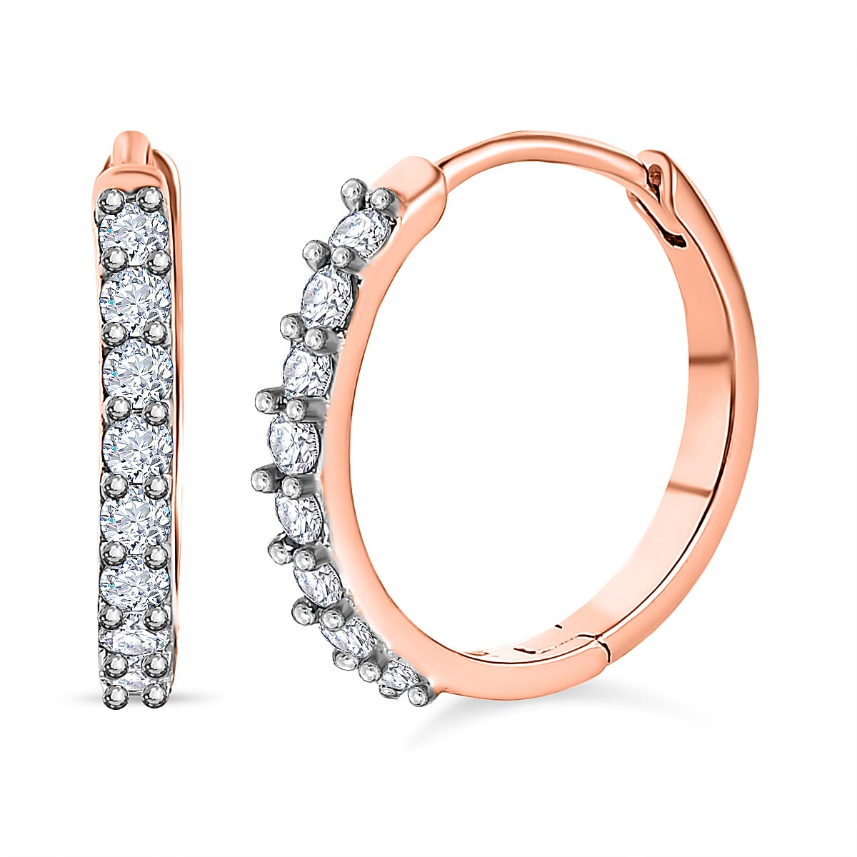 Set of 3 -  Moissanite Dangling Earring in Vermeil RG Sterling Silver  0.570  Ct.