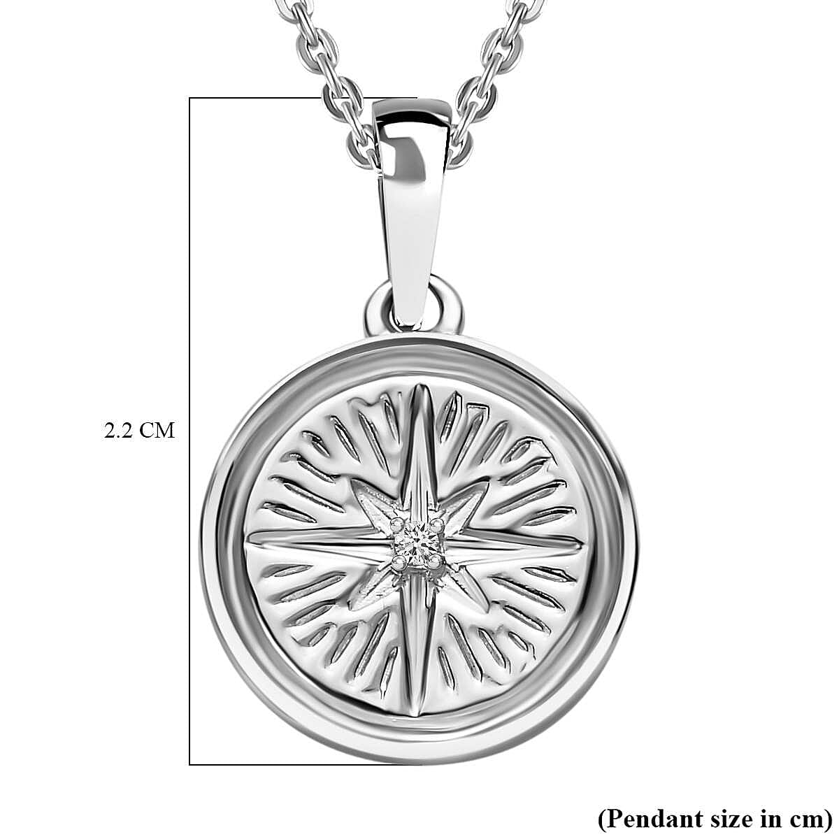 White Diamond Pendant with Chain (Size 20) in Platinum Overlay Sterling Silver  0.010  Ct.
