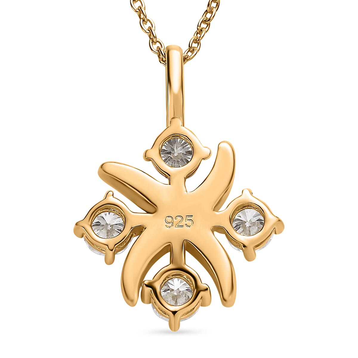 Moissanite Pendant with Chain (Size 20) in 18K Yellow Gold Vermeil Plated Sterling Silver