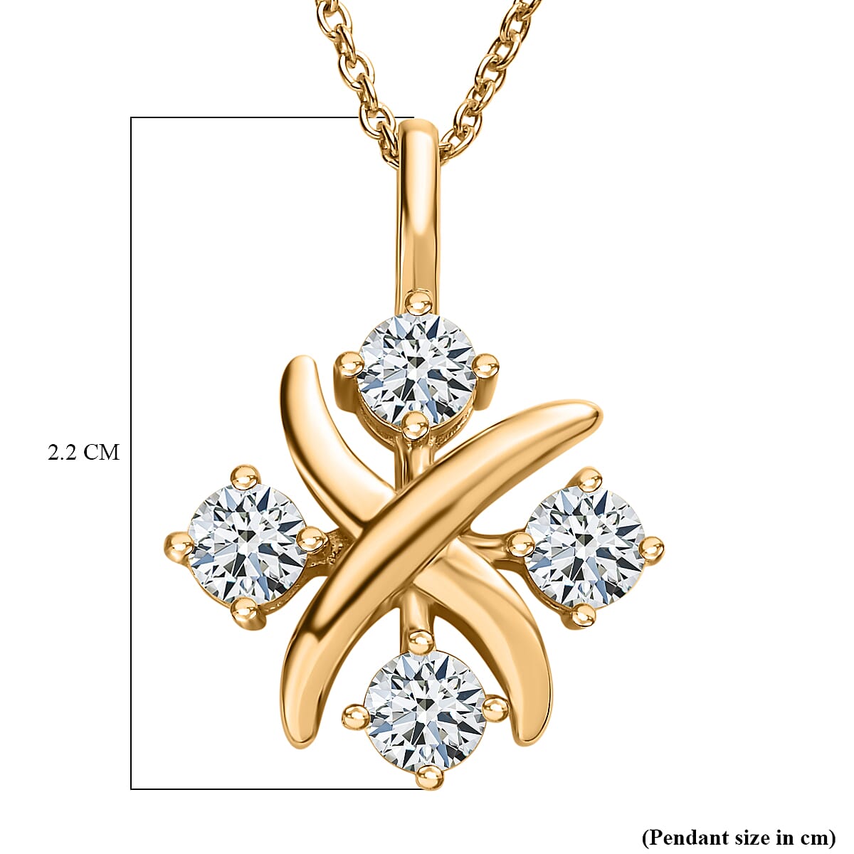 Moissanite Pendant with Chain (Size 20) in 18K Yellow Gold Vermeil Plated Sterling Silver
