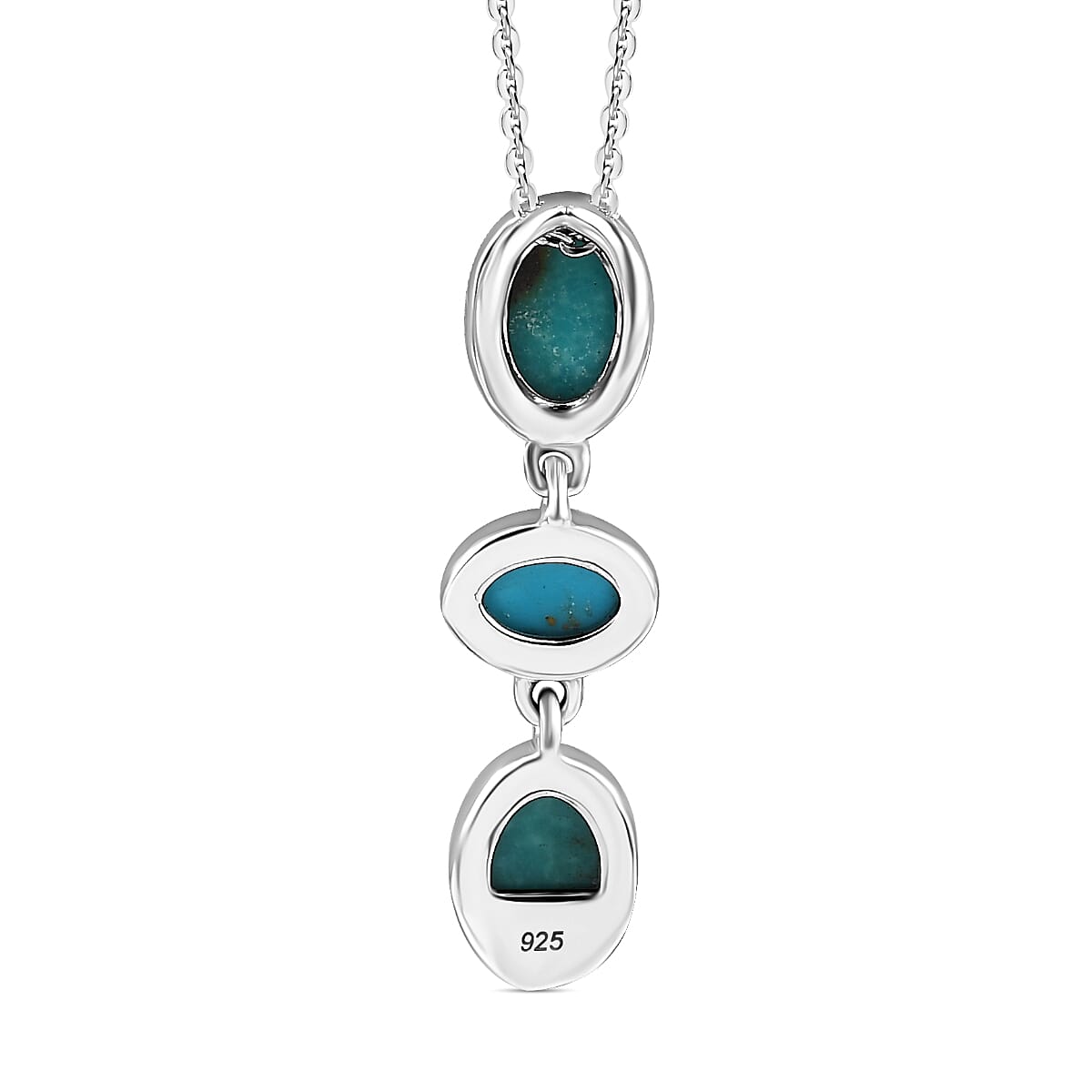 Sierra Nevada Turquoise and Arizona Sleeping Beauty Turquoise Pendant with Chain (Size 20) in Platinum Overlay Sterling Silver 2.34 Ct.