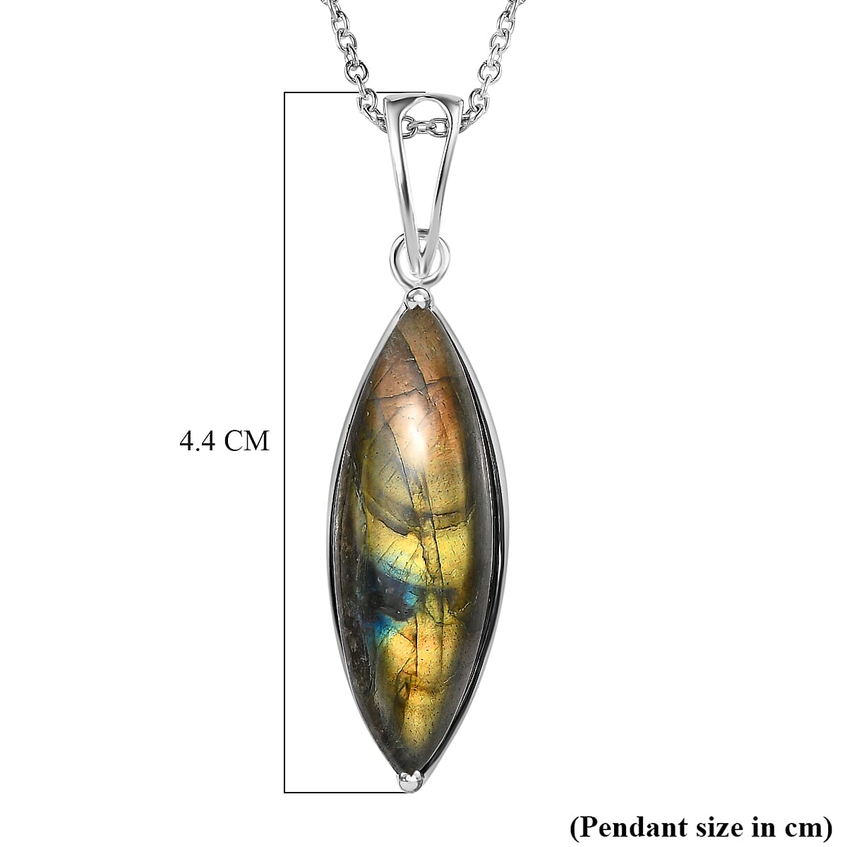 Labradorite Sterling Silver Pendant with Chain (Size 20) 15.54 Ct. Labradorite Sterling Silver Pendant with Chain (Size 20) 15.54 Ct.