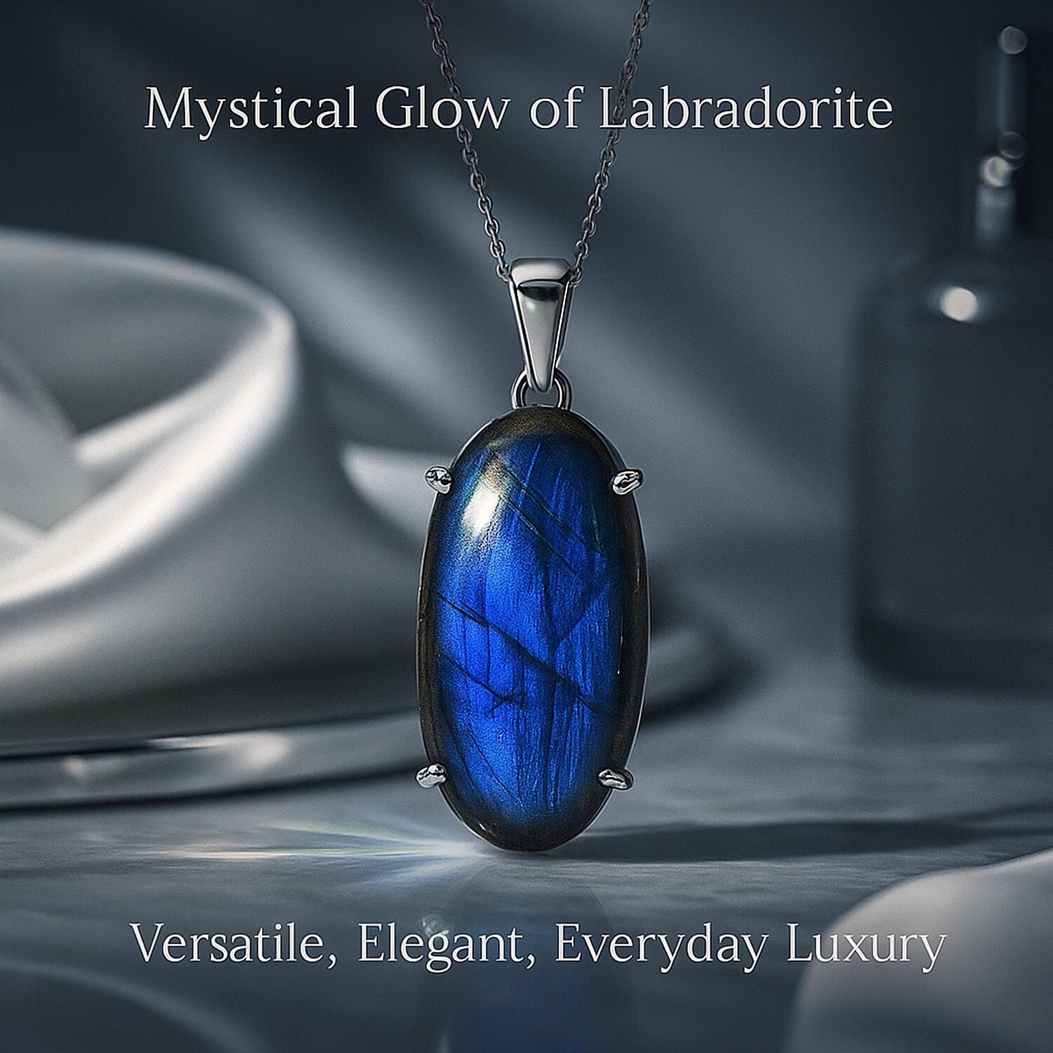 Labradorite Sterling Silver Pendant With Stainless Steel Chain (Size 20) 30.00 Ct