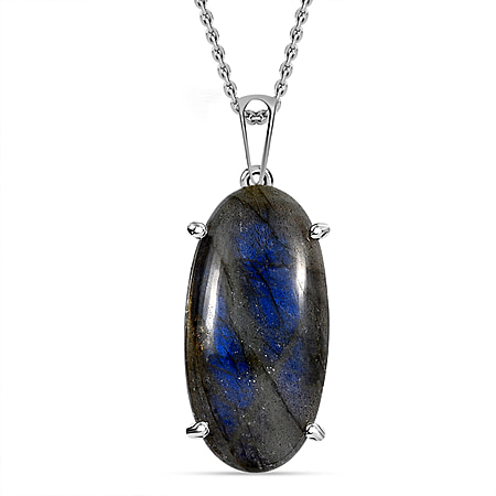 Labradorite in Sterling Silver Pendant  with Stainless Steel Chain (Size 20)