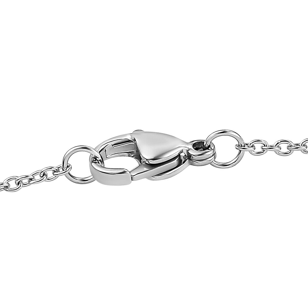 Abalone Shell, White Austrian Crystal & Black Austrian Crystal Pendant with Chain (Size 20) in Silver Tone