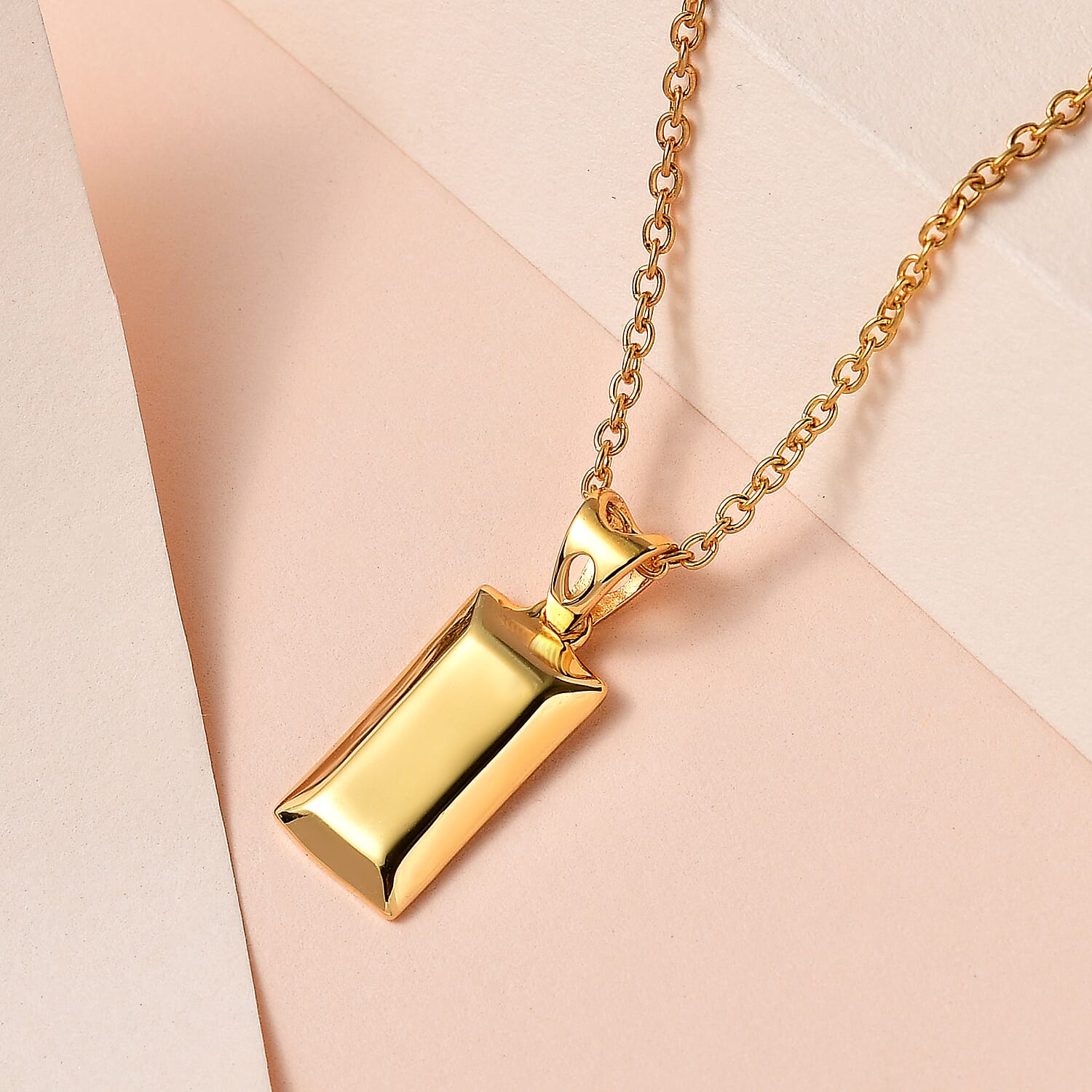 FIRST TIME EVER- SOLID INGOT 14K Gold Overlay Sterling Silver Bar Pendant