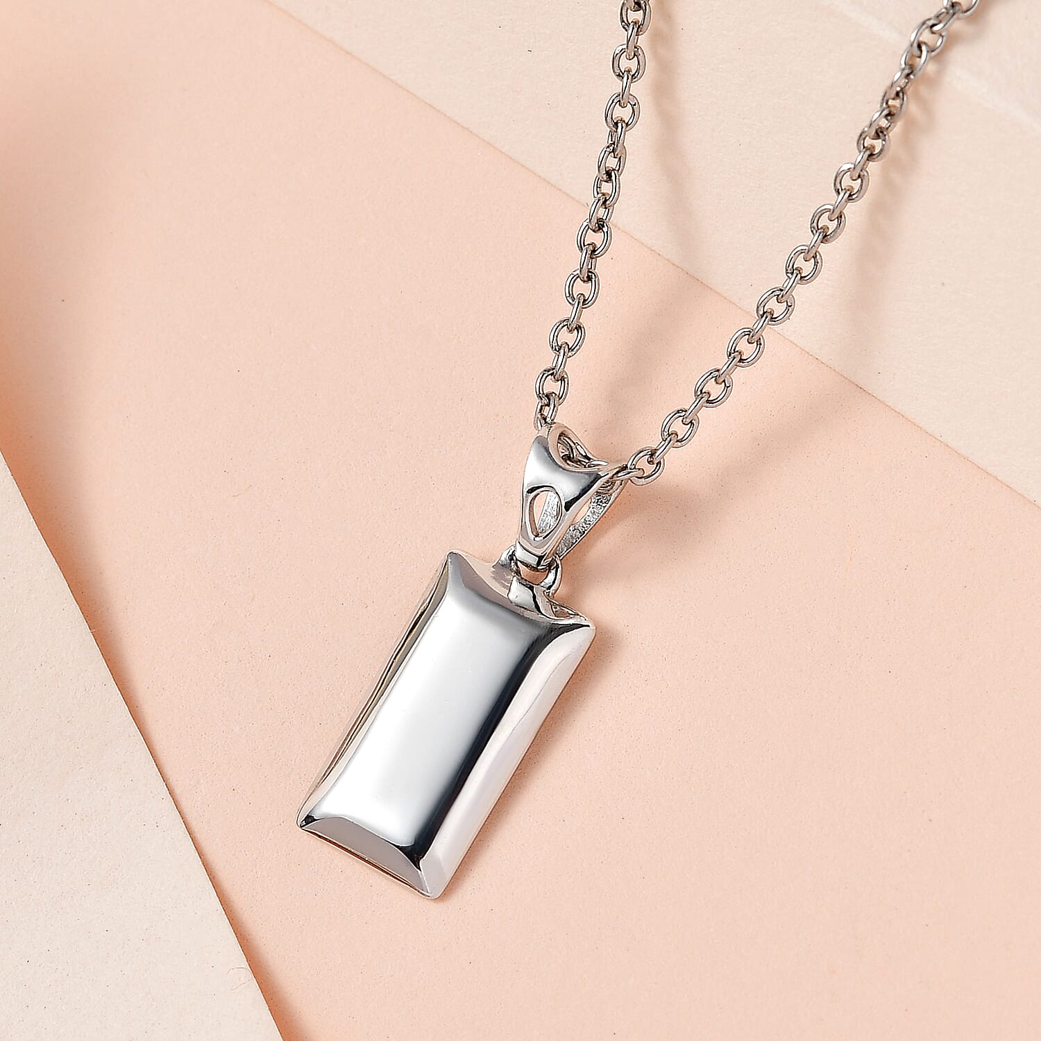 SOLID INGOT Platinum Overlay Sterling Silver Bar Pendant