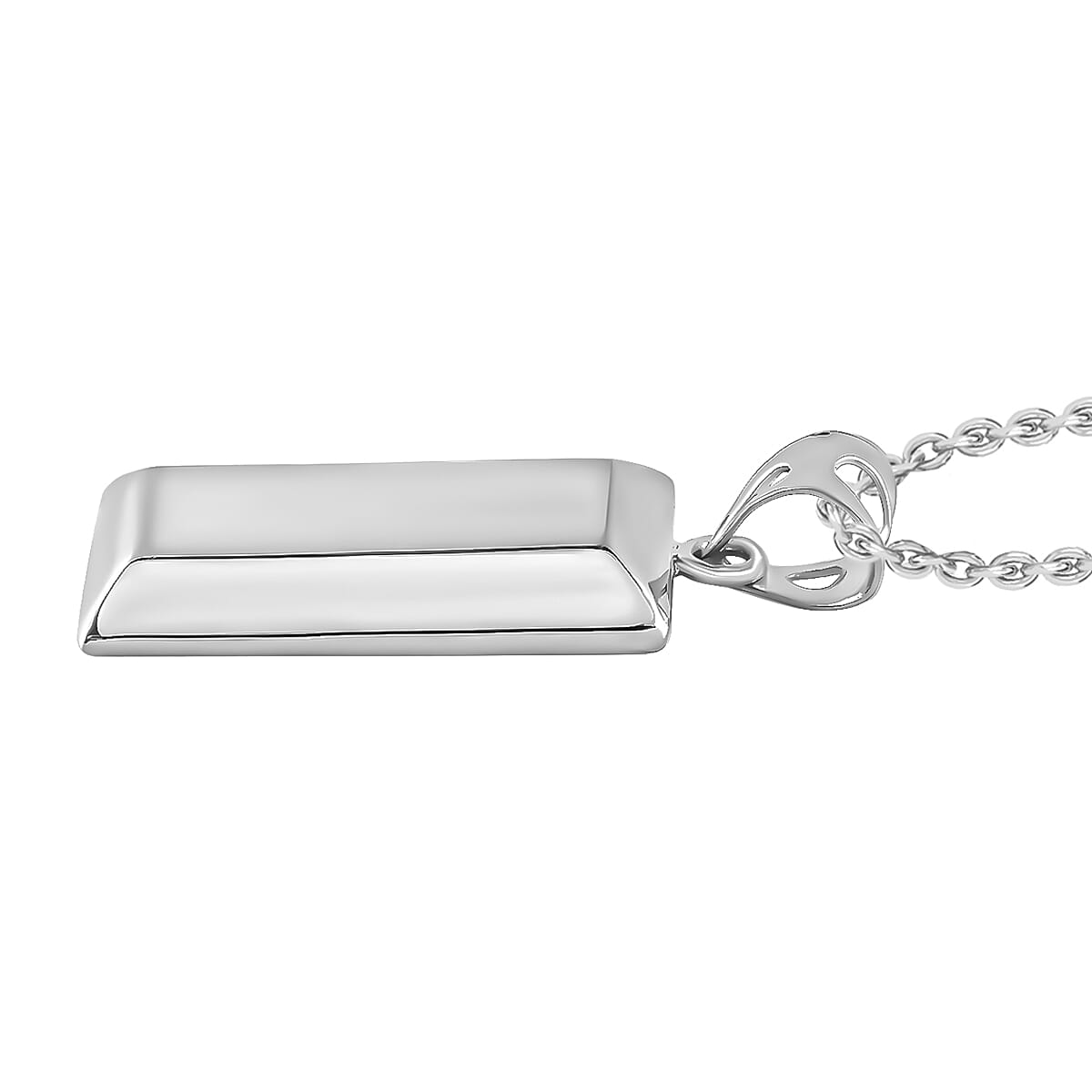 SOLID INGOT Platinum Overlay Sterling Silver Bar Pendant