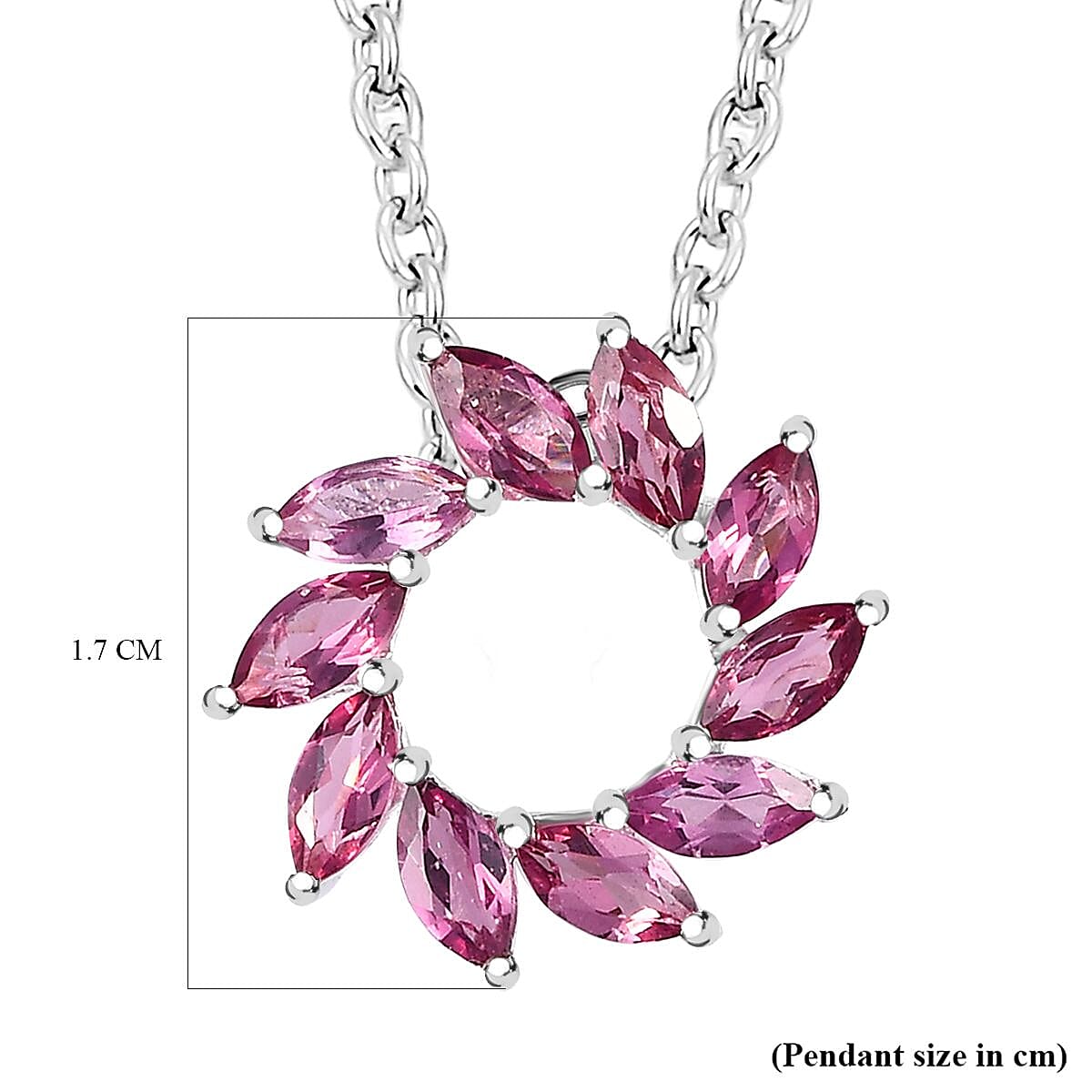 RARE Natural Lotus Garnet Sterling Silver Floral Pendant With Chain (Size 20) 2.00 Ct.