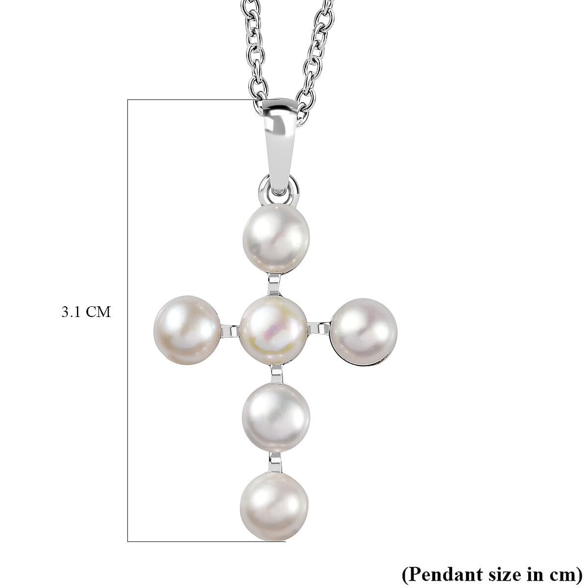 Fresh Water Pearl Pendant with Chain (Size 20) in Platinum Overlay Sterling Silver